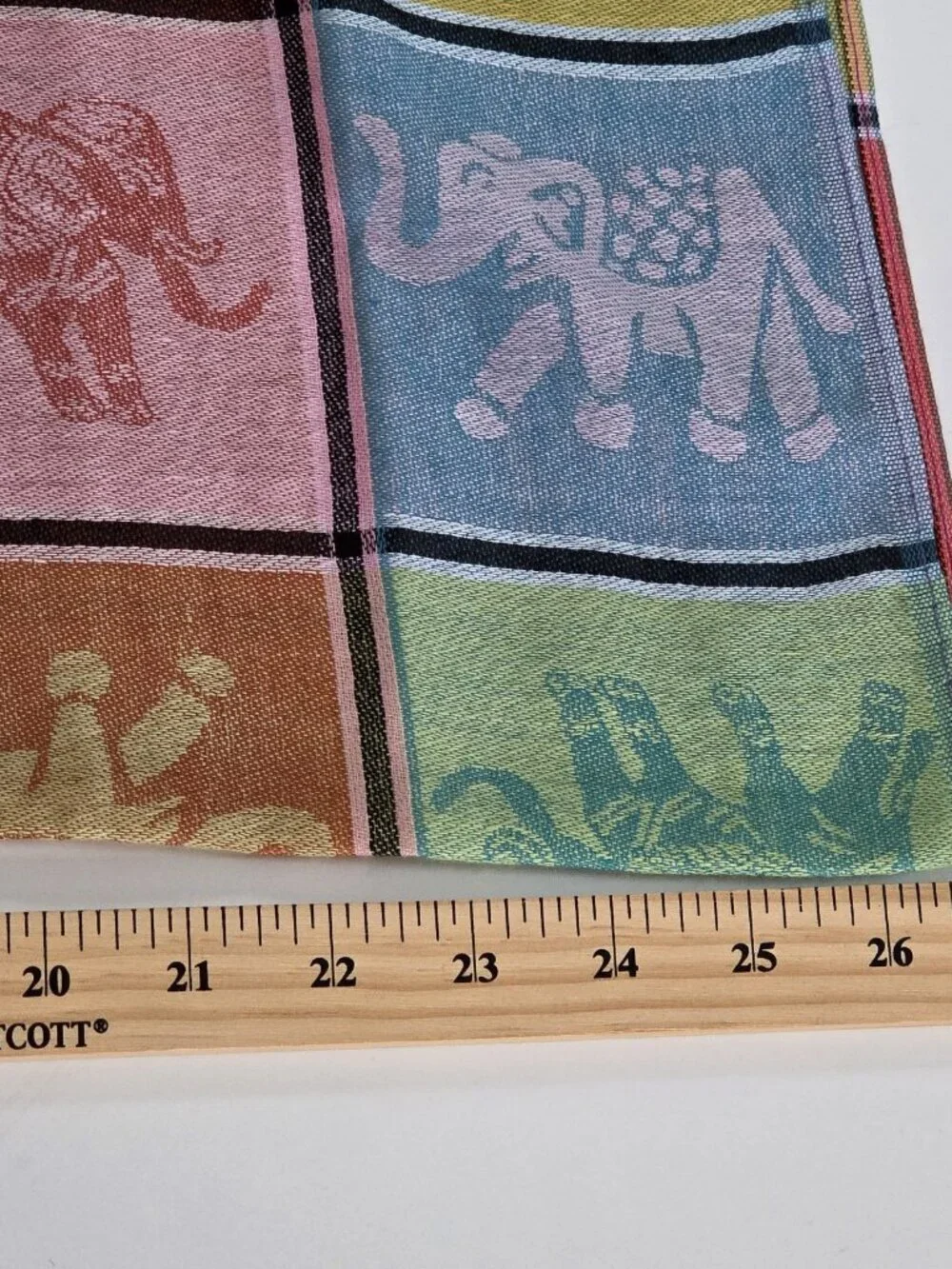 Nareerat Cashmere Pashmina Scarf 27 x 68 Inches Multicolor Elephant Print Fringe